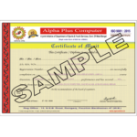 Alpha Plus Awarded Certificate Sample